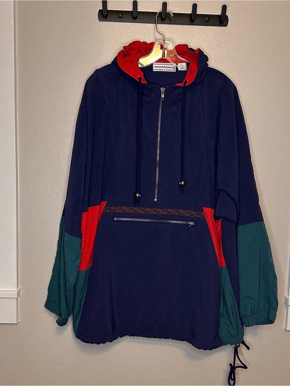 VINTAGE Westbound II Navy, Red & Green Colorblock Pullover